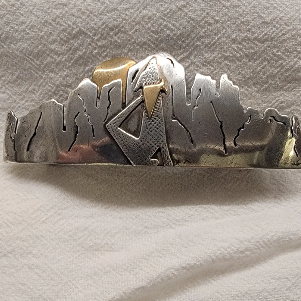 Silver and Copper Native American Design Hair Clip - Picture 2 of 4